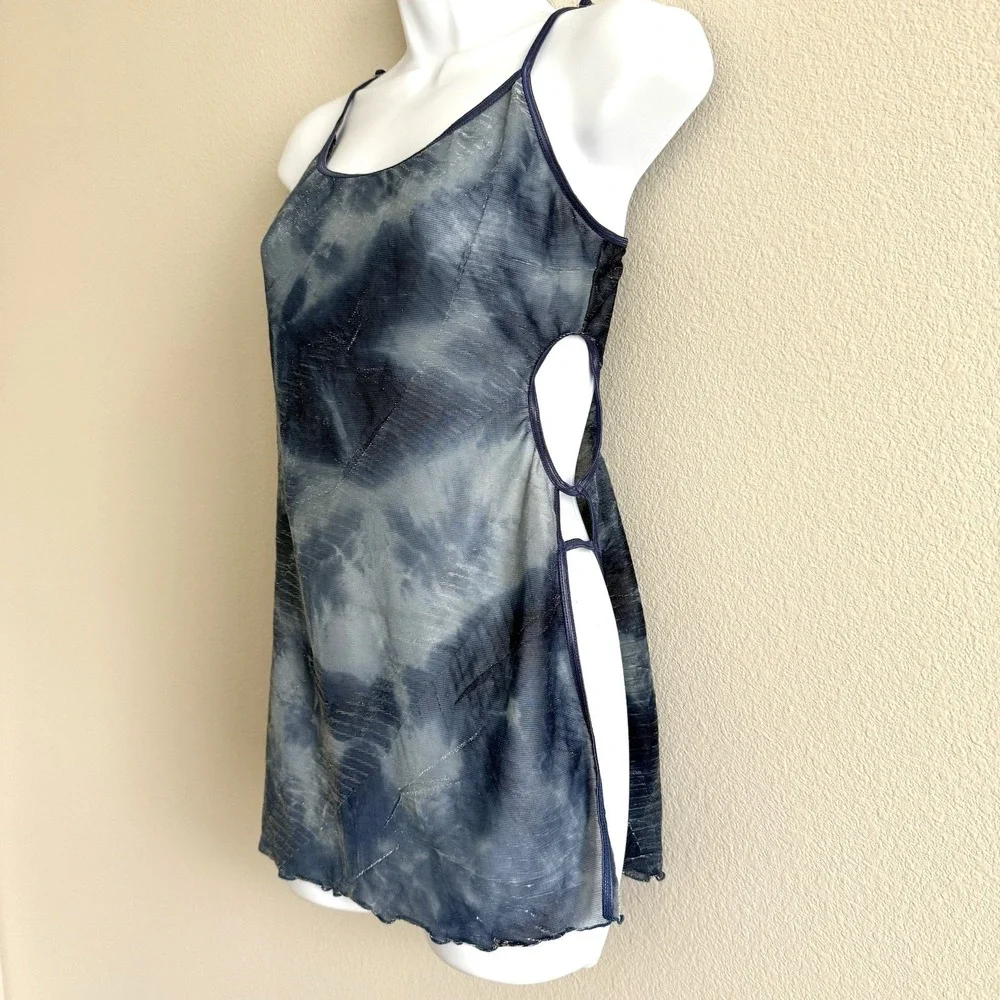 Vintage Fredericks Of Hollywood Sheer Lingerie Womens Large Blue Sparkle Fairy